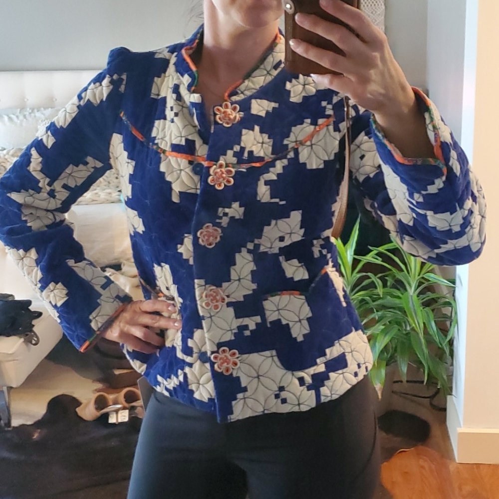 Super cute blue and white floral jacket